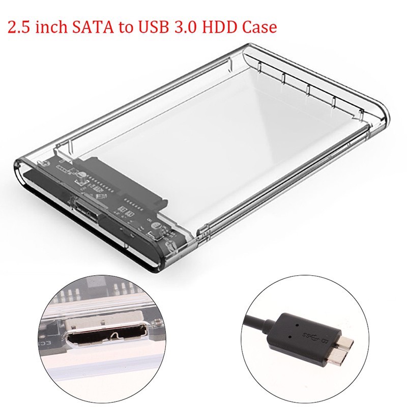 Hộp đựng ổ cứng laptop gắn ngoài trong suốt HDD 2.5 inch USB 3.0 tốc độ nhanh