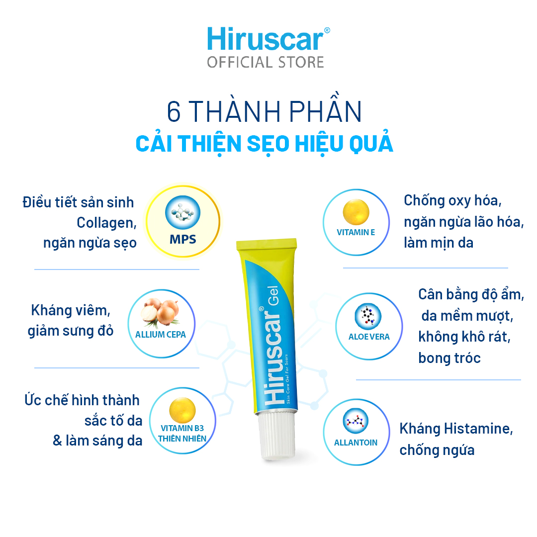 Gel Cải Thiện Sẹo Vừa, Sẹo Lõm, Sẹo Thâm Hiruscar 5G