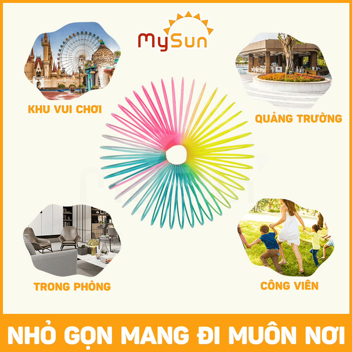 Đồ chơi lò xo cầu vồng mini vòng tròn ma thuật nhún nhảy sắc màu cho bé MySun