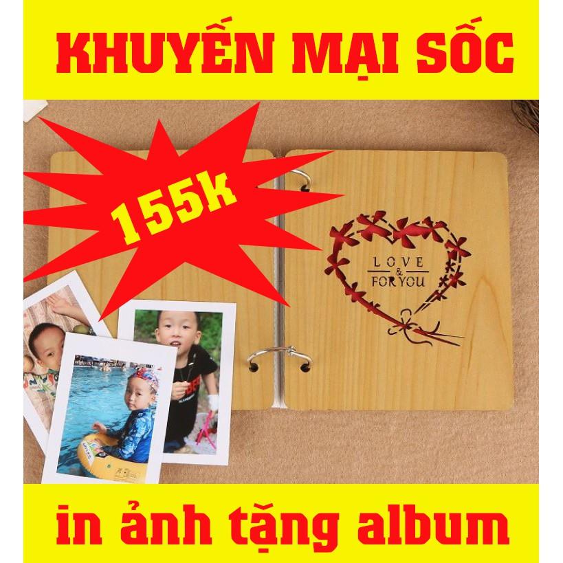 Combo in ảnh 100 tấm đã ép Plastic TẶNG KÈM 1 quyển album bìa gỗ đựng 100 tấm ảnh