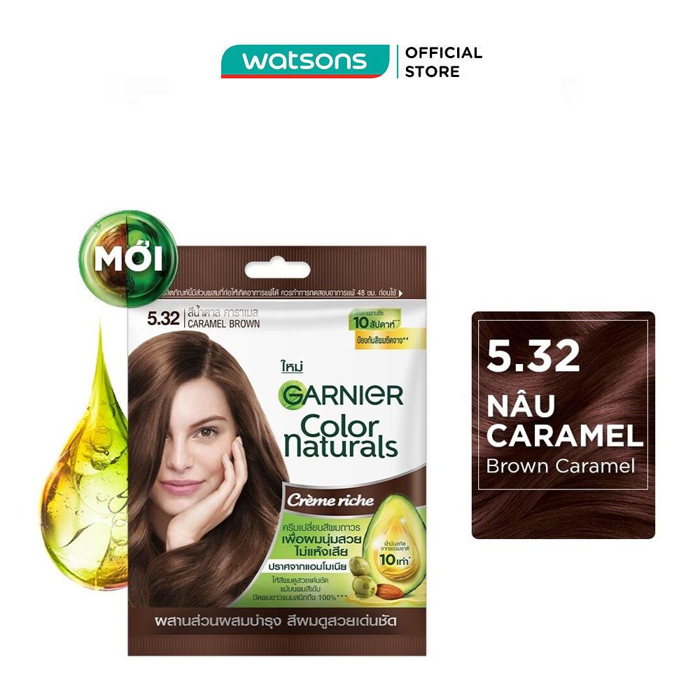 Kem Nhuộm Tóc Garnier Color Naturals Crème Riche 30ml+30g .#5.32 Caramel Brown Nâu Caramel