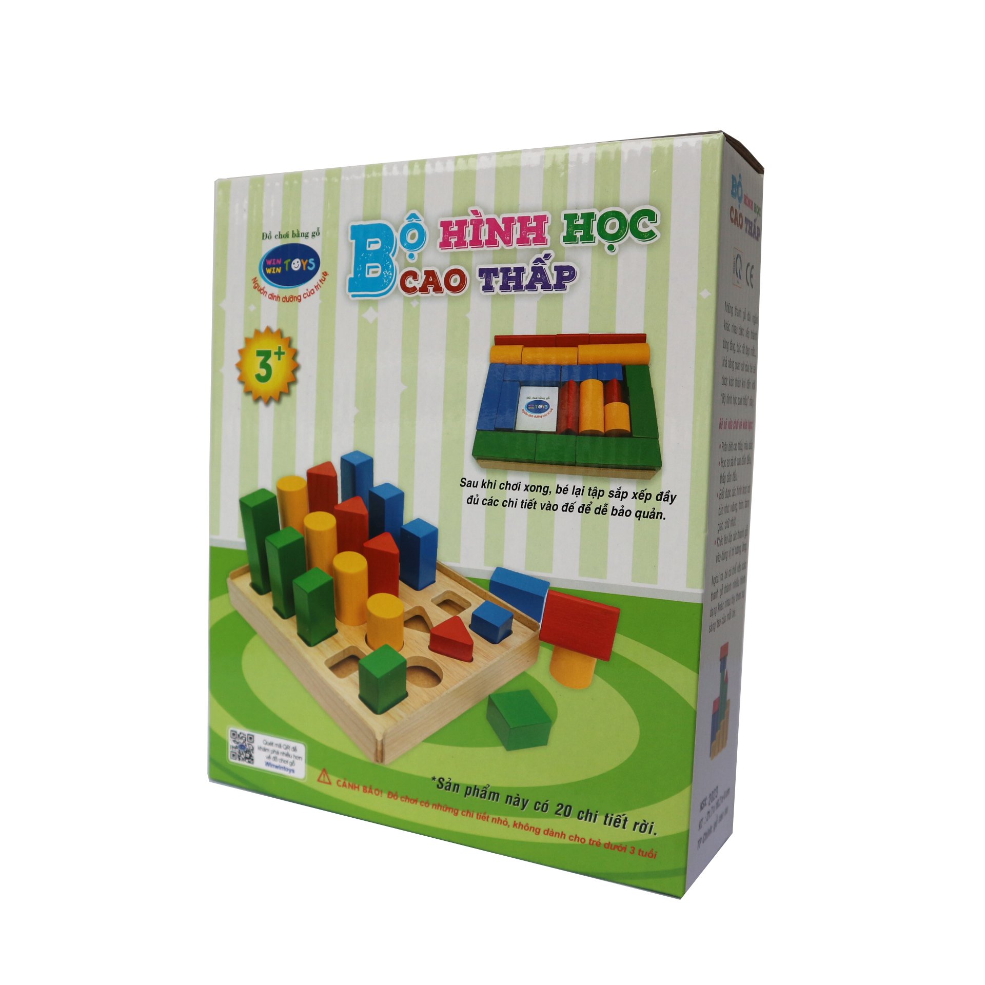 Đồ chơi gỗ Bộ hình học cao thấp | Winwintoys 67042 | Phân biệt màu sắc và hình học cơ bản | Đạt tiêu chuẩn CE và TCVN