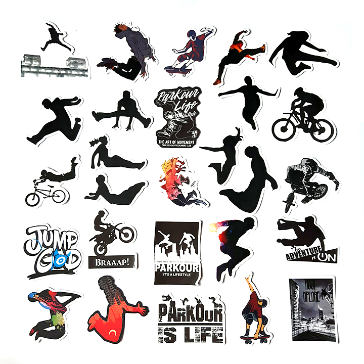 Bộ Sticker dán cao cấp chủ đề PARKOUR - Dùng dán Xe, dán mũ bảo hiểm, dán Laptop