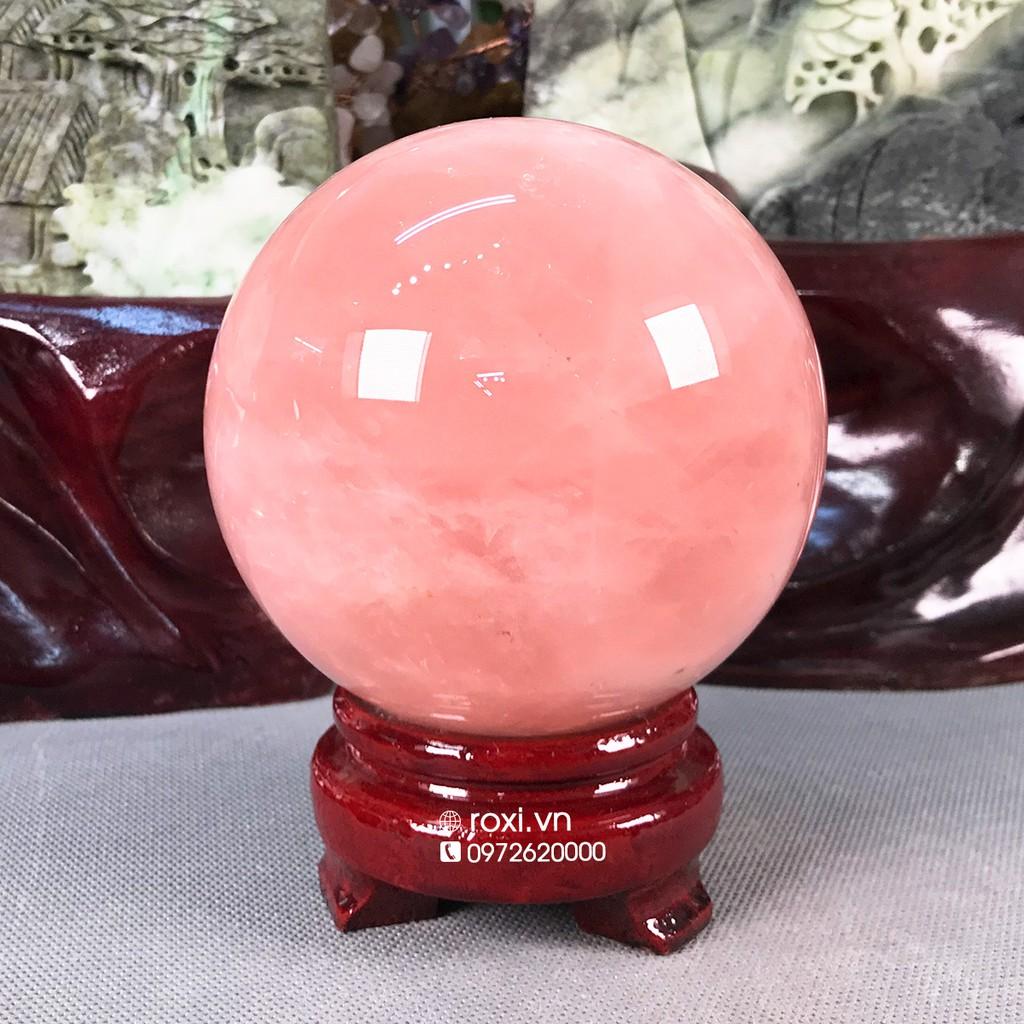 Quả cầu phong thủy hồng đá tự nhiên 10cm (Natural Rose Quartz)