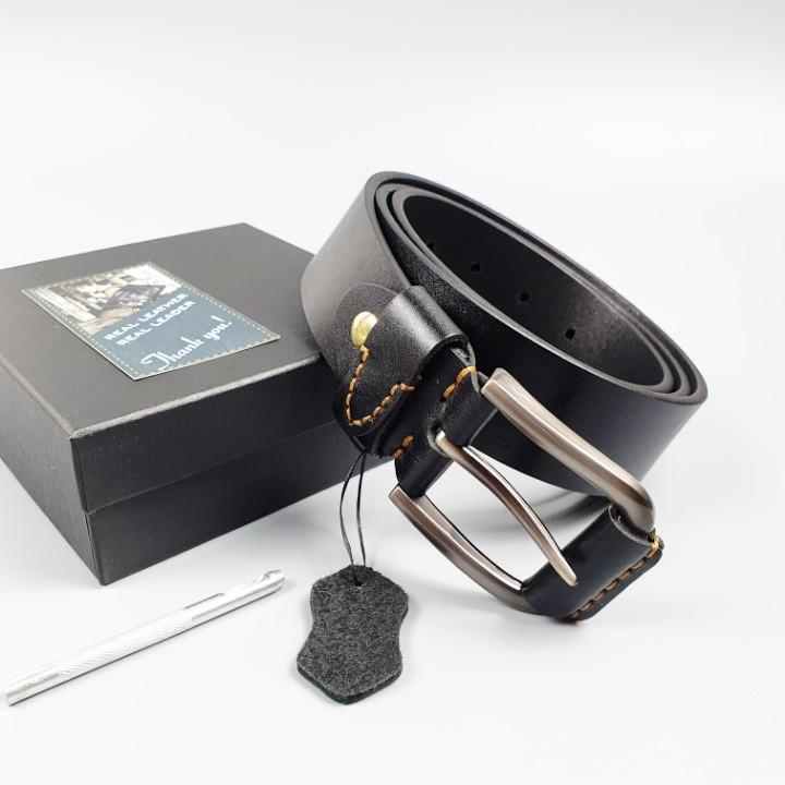 Thắt lưng da bò thật; Dây lưng da thật 1 lớp khóa kim bản 38mm BL114  - 100% da bò thật