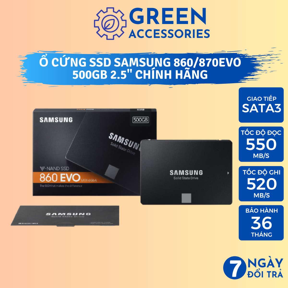 Ổ Cứng SSD Samsung 500GB 860/870 EVO Sata 3 Kích thước 2.5inch - Hàng Chính Hãng