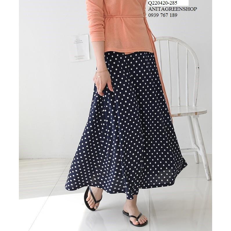 Q220420 CHÂN VÁY MAXI CHẤM BI