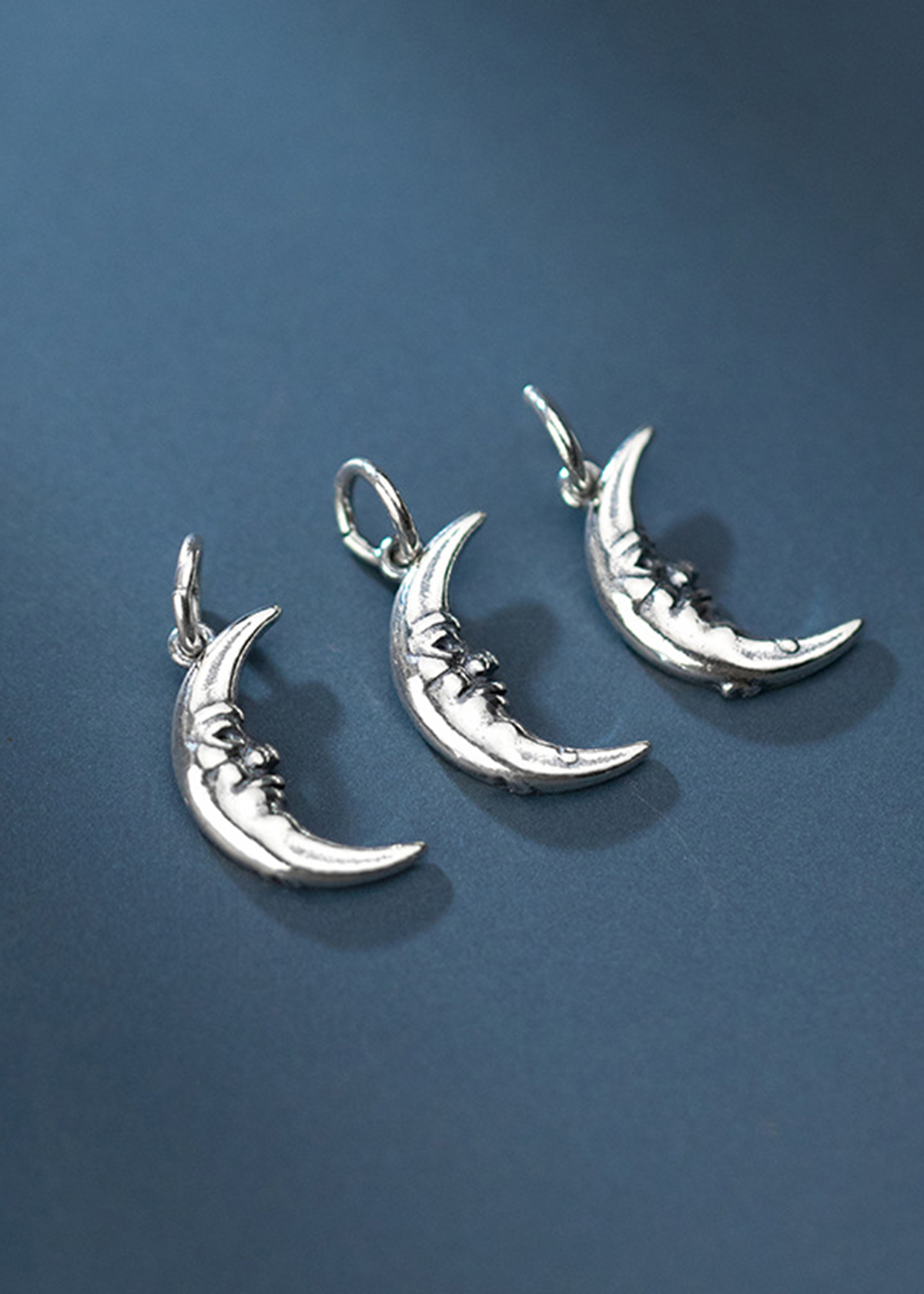 Combo 3 cái charm bạc hình mặt trăng treo - Ngọc Quý Gemstones