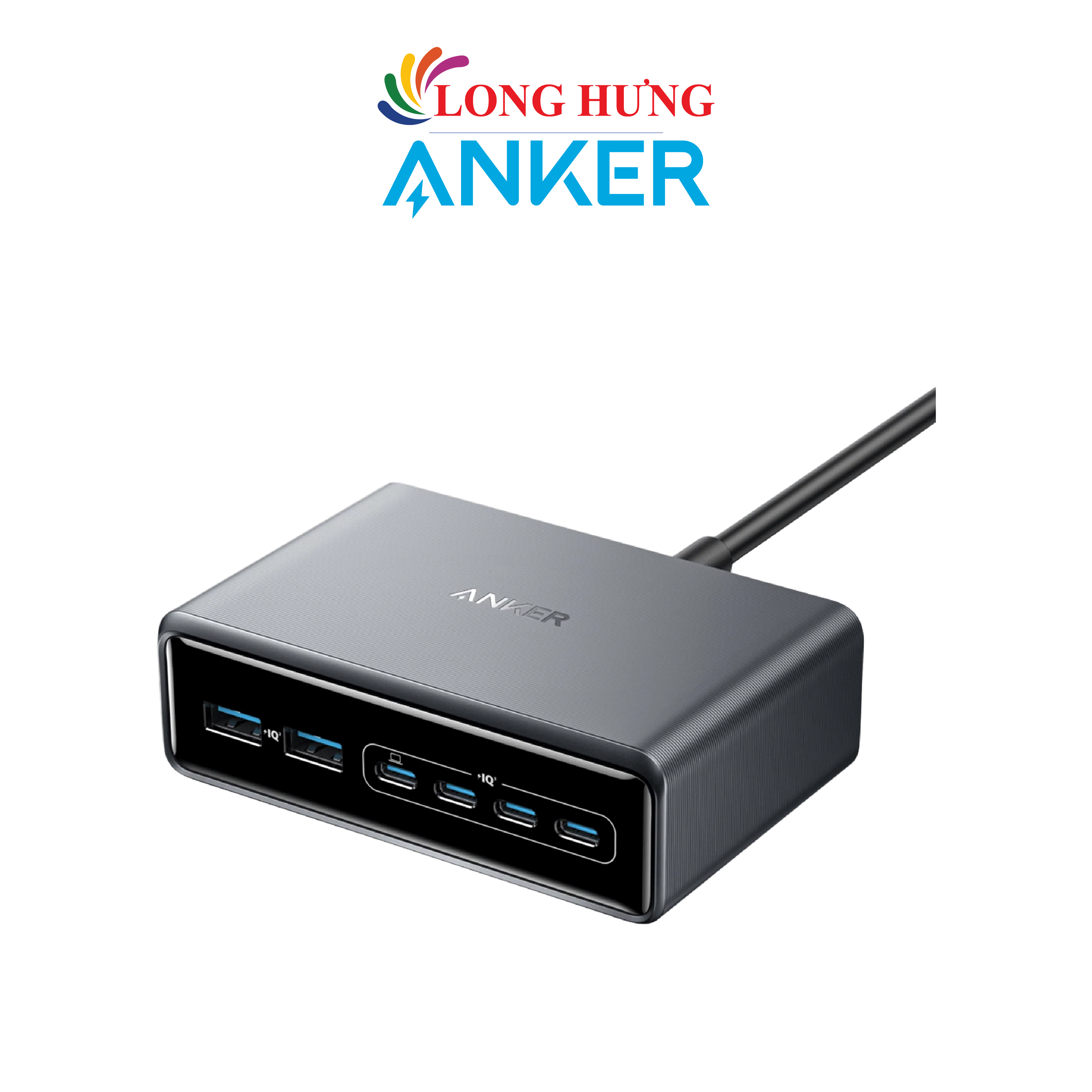 Bộ sạc nhanh Anker GaNPrime Supercharged Multi-Port Desktop Charging Station 200W 2USB 4Type-C A2683 - Hàng chính hãng