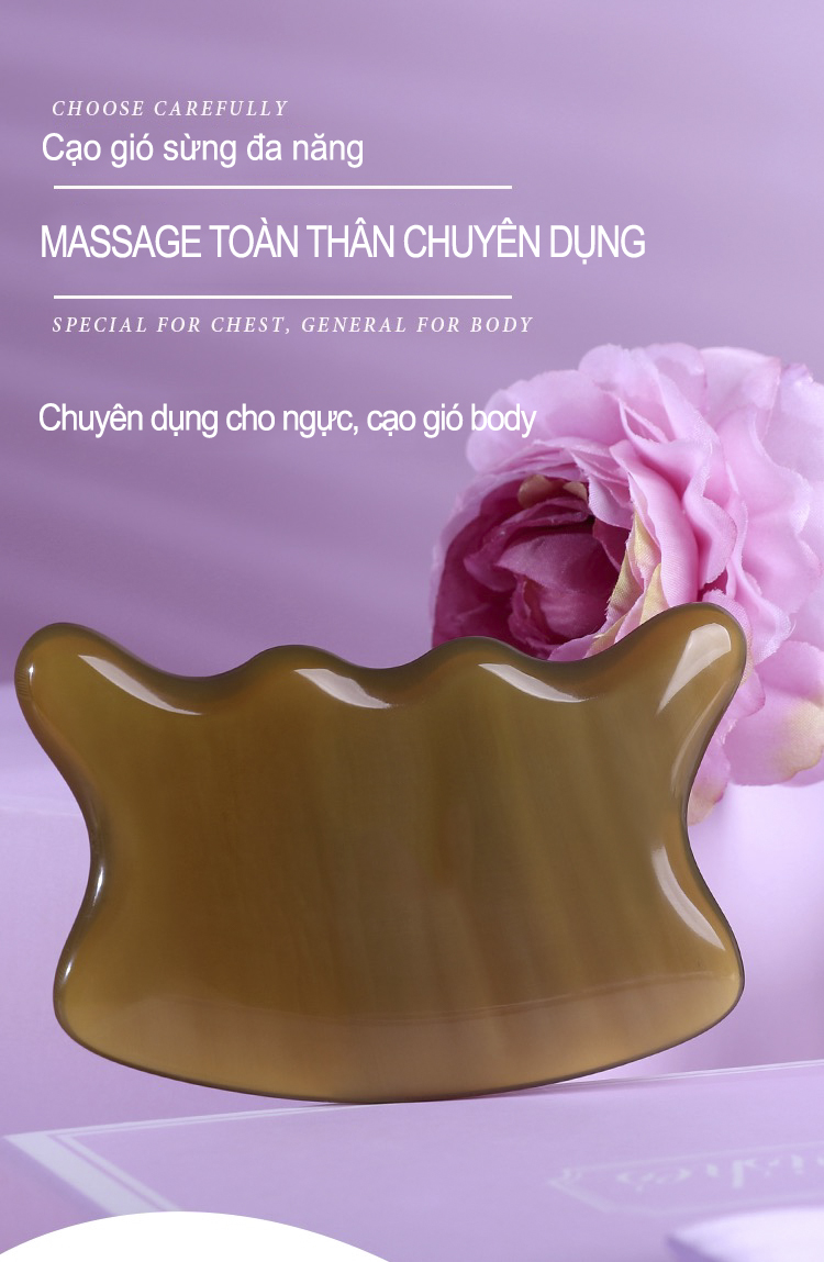 Dụng cụ cạo gió bằng sừng - Massage đa năng toàn thân, chăm sóc cơ thể làm đẹp da (MH843) Giúp lưu thông khí huyết