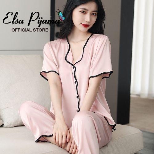 Bộ ngủ lụa ️Đồ Ngủ Pijama Lụa Cao Cấp Siêu Mát Mềm Mịn - ELSA