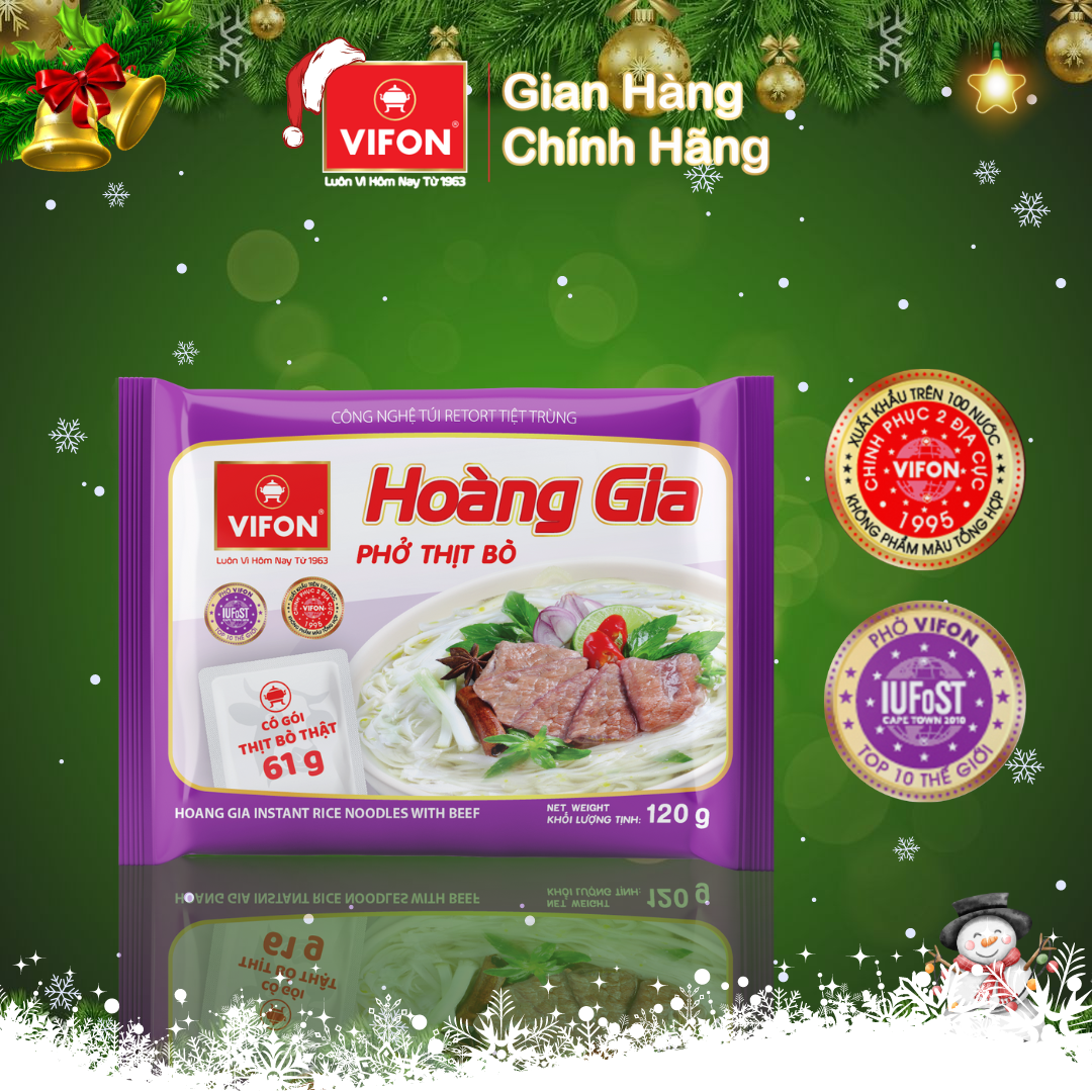 Thùng 18 Phở Thịt Bò HOÀNG GIA VIFON có Gói Thịt Thật