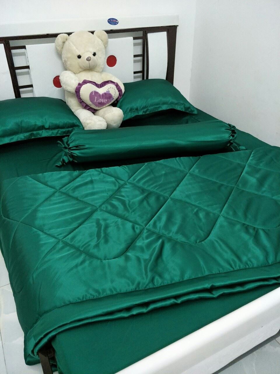 BỘ 5 MÓN CHĂN GA GỐI PHI LỤA XANH KÉT