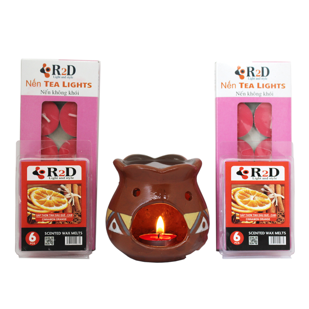 Nến trà Tealight màu đỏ hộp 10 viên chính hãng R2D không khói không mùi dùng cho đèn thiền