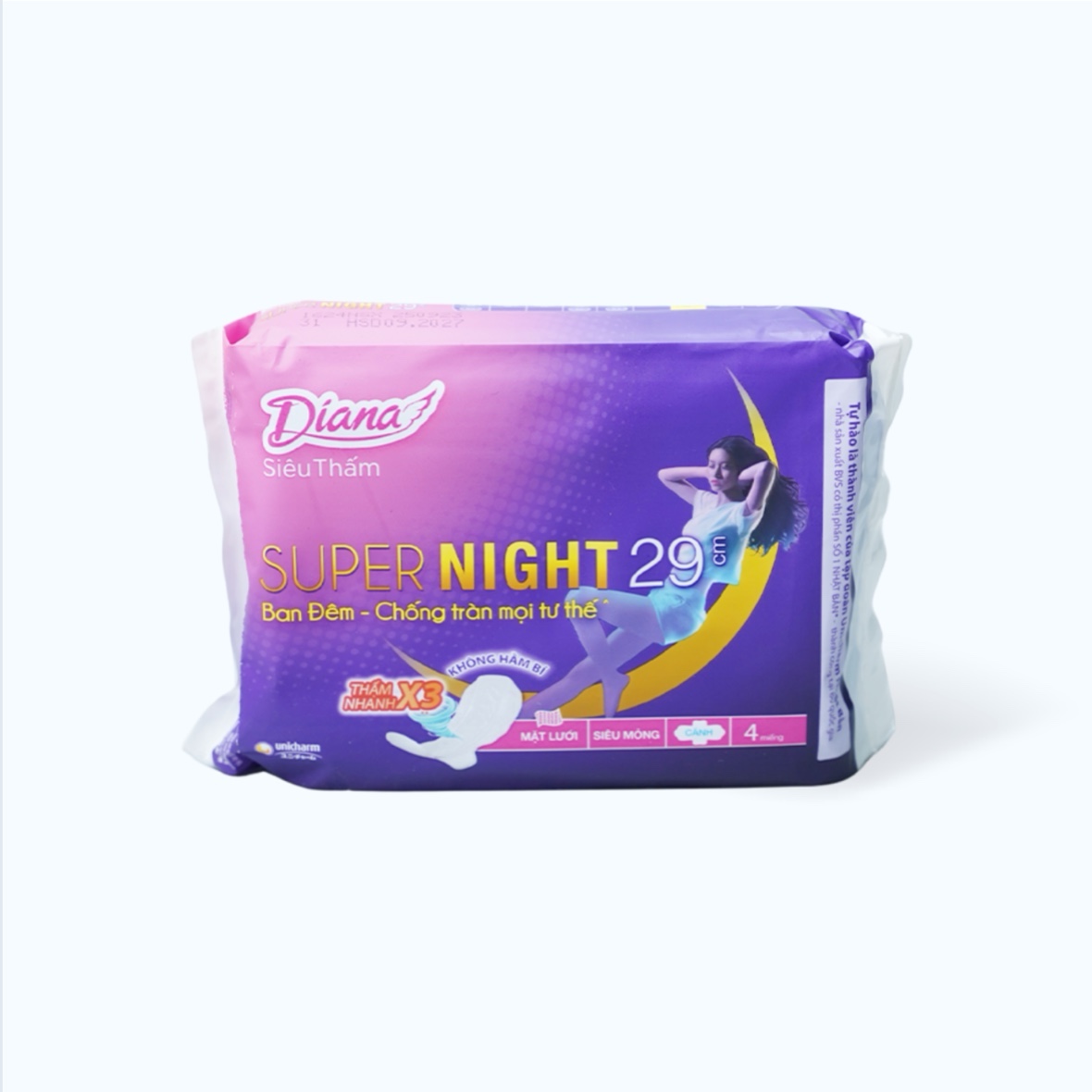 Băng vệ sinh ban đêm Diana Super Night 29cm (4 miếng/gói)