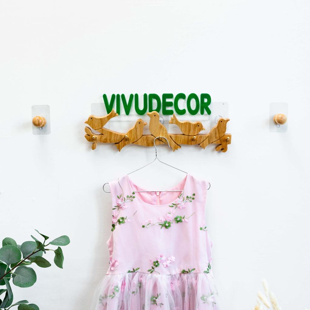 Thanh Treo Quần Áo 5 Con Chim Vivudecor Dán Tường Nhà Tắm, Nhà Bếp, Cánh Cửa Không Cần Khoan Đục Siêu Chắc