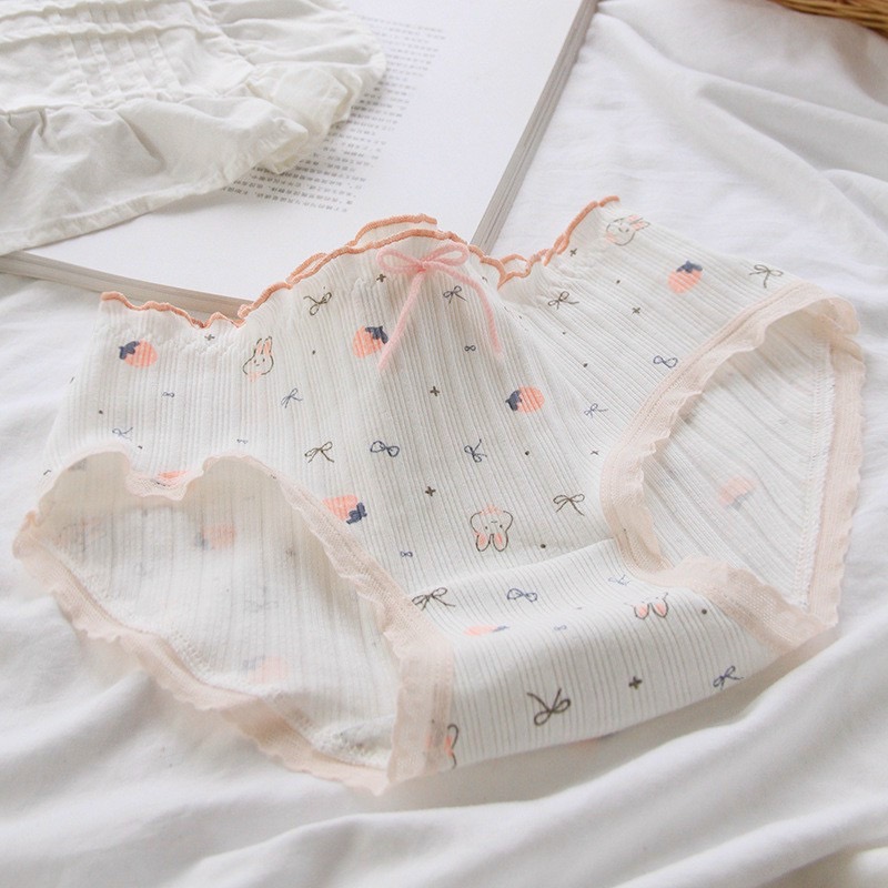Combo 5 quần lót nữ cotton Freesize Kiểu Thỏ xanh tím dễ thương