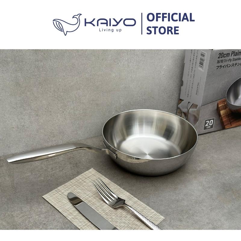 Chảo inox trơn sâu lòng thân đáy liền 3 lớp Tri-Ply Kaiyo, size 20cm