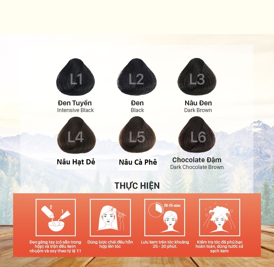 (Nâu Chocolate Đậm) Kem Nhuộm Dưỡng Tóc Phủ Bạc Lavox Youth&amp;Color L6 - Màu Nâu Chocolate Đậm