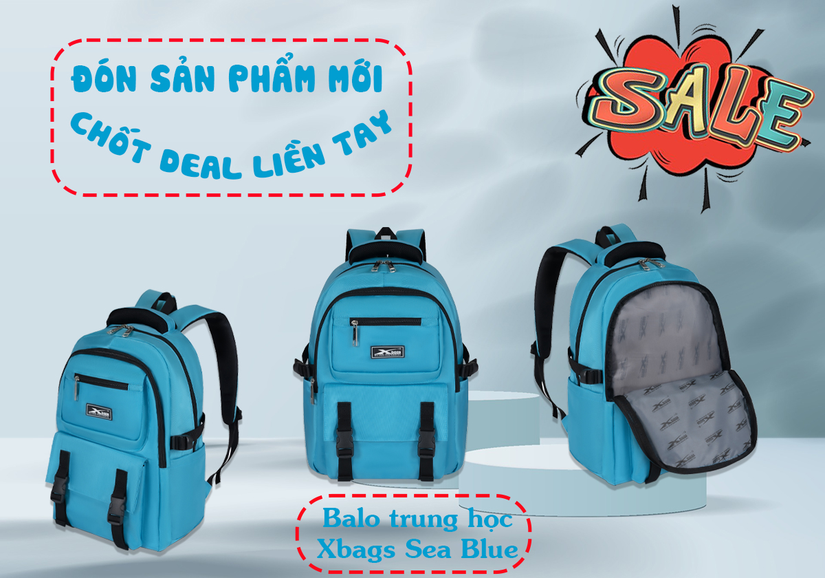 Balo thời trang đi học đi làm Xbags Sea Blue Xb 3201