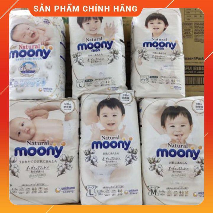 Tã Bỉm Moony Natural Dán/Quần Nội Địa Nhật NB63/S58/M46/L38/L36/XL32