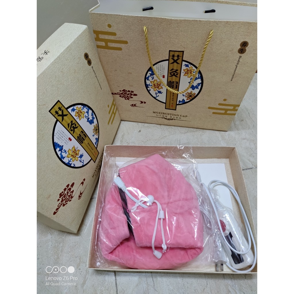 Mũ chườm nóng ngải cứu Mũ chườm nóng bằng điện hỗ trợ giảm đau đầu đau nửa đầu