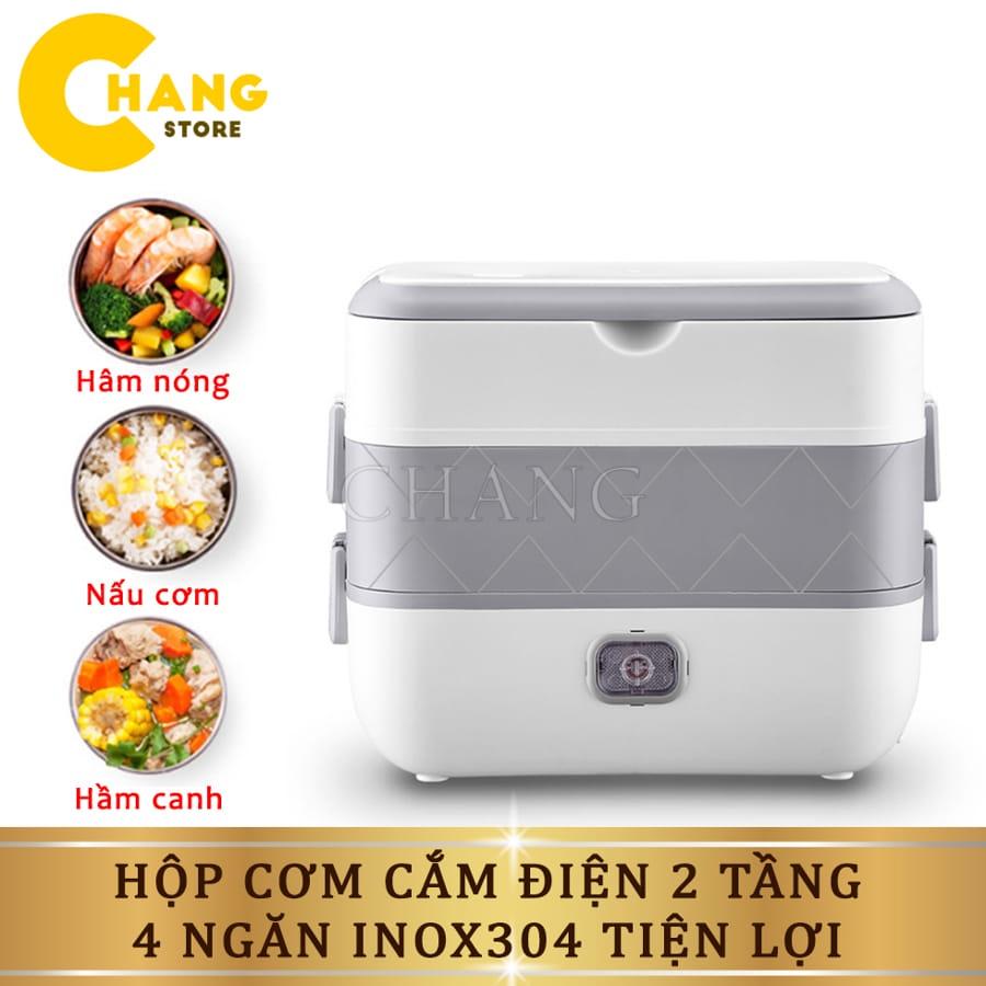 Hộp Cơm Cắm Điện LUNCHBOX Hộp Cơm Văn Phòng 2 Tầng 4 Bát Inox Có Chức Năng Nấu Chín Hâm Nóng Và Giữ Nhiệt