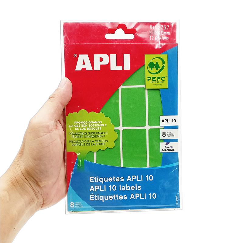 APLI_Nhãn Dán Xanh Lá 10 Miếng 25x40_2757