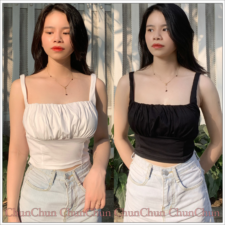 Áo Croptop nữ cổ chữ U co giãn ôm body thiết kế hở lưng trendy quyến rũ phong cách sang chảnh A20