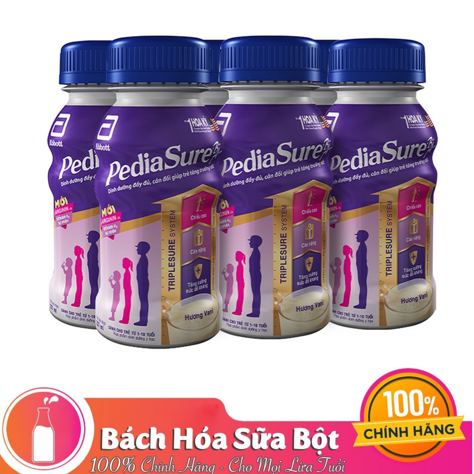 Lốc 06 Chai Sữa Nước Abbott Pediasure Vani 237ml