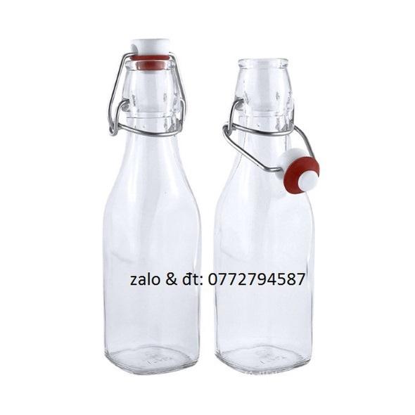 Chai Thủy Tinh Tròn 250ml Nắp Gài