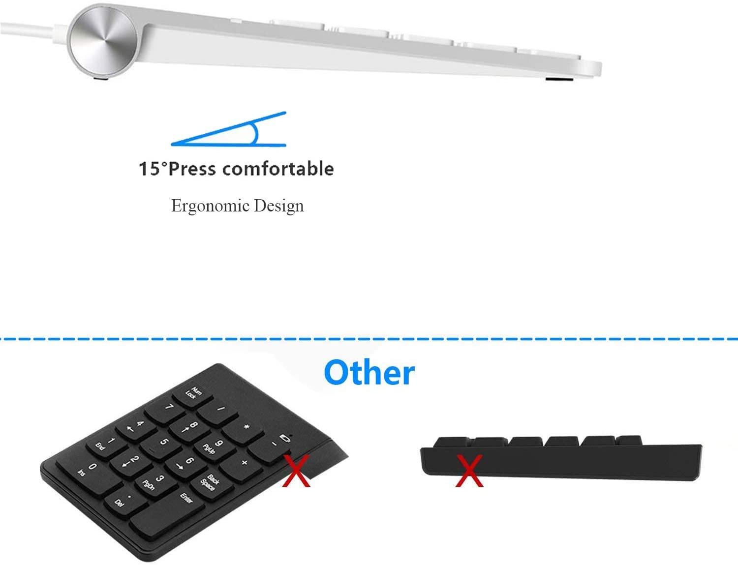 Bàn phím kỹ thuật số USB di động, bàn phím kỹ thuật số bên ngoài với 3 cổng USB 2.0 cho IMAC,  Air,  Pro, , Mac mini, PC và máy tính di động