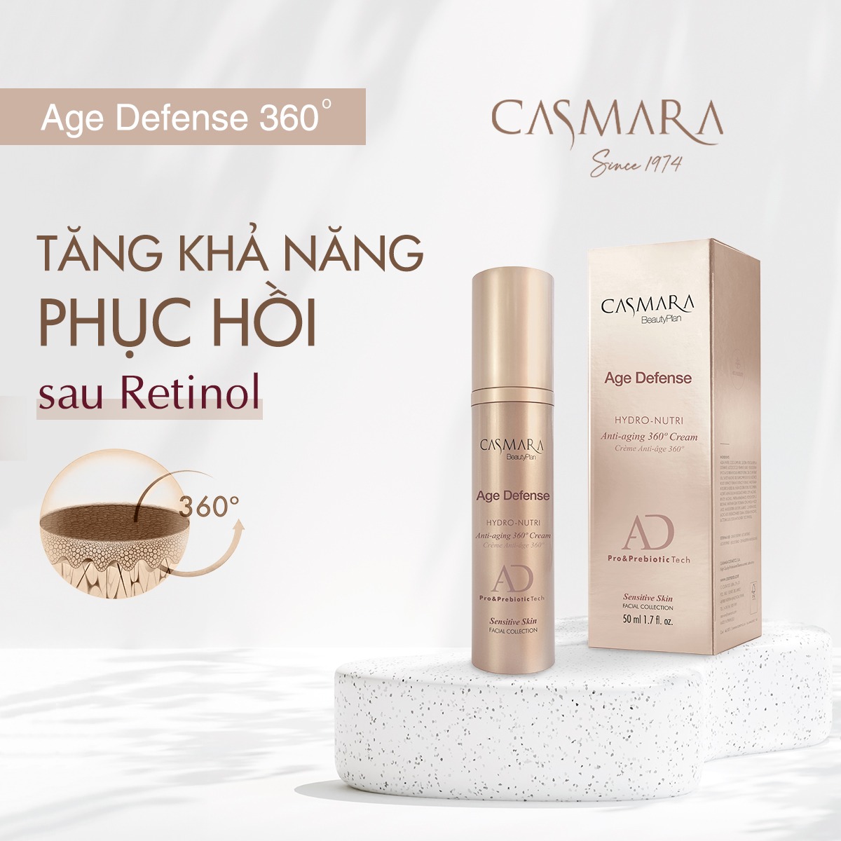 Kem phục hồi và bảo vệ da Age Defense Cream HYDRO-NUTRI. ANTI-AGING 360° CREAM CASMARA 50ml