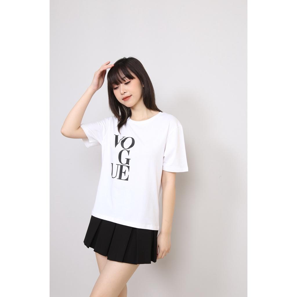 Áo Thun Nữ Cotton Cổ Tròn In Chữ Vo.gue Form Rộng, Áo Phông Nữ Basic Tee CT Women