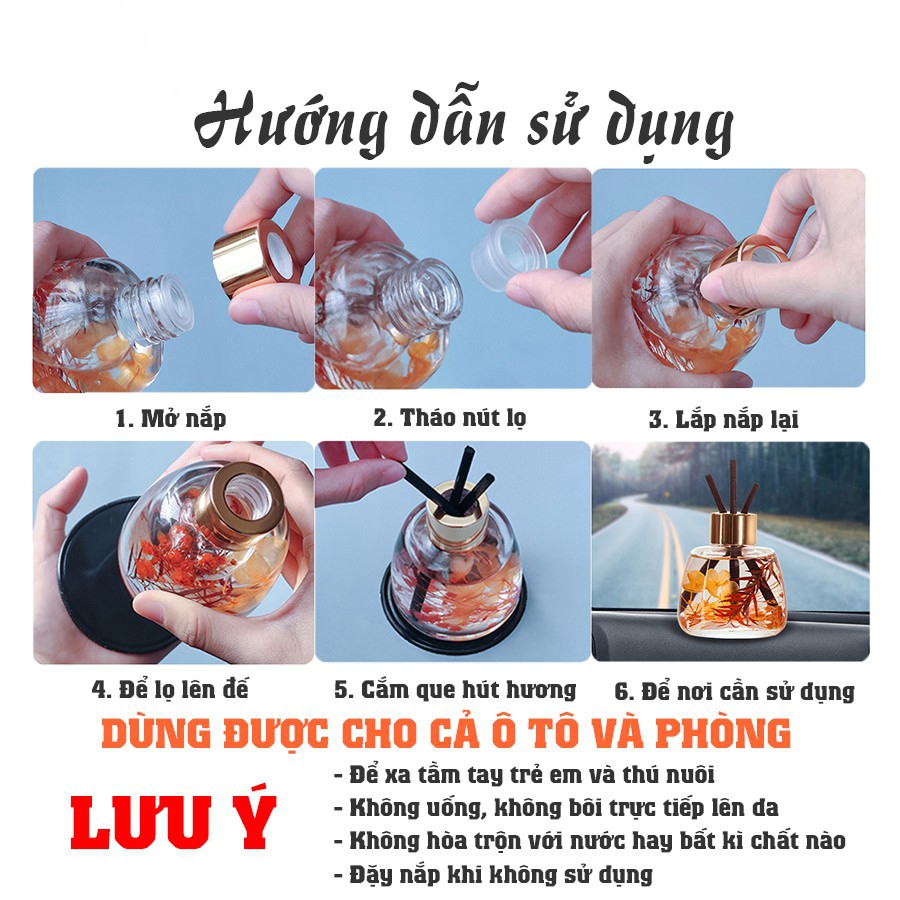 Tinh Dầu Nước Hoa Ô Tô 120ml Que Gỗ Tự Nhiên Lọ Khuếch Tán Tạo Hương Thơm Cho Xế Cưng Khử Mùi Thơm Phòng