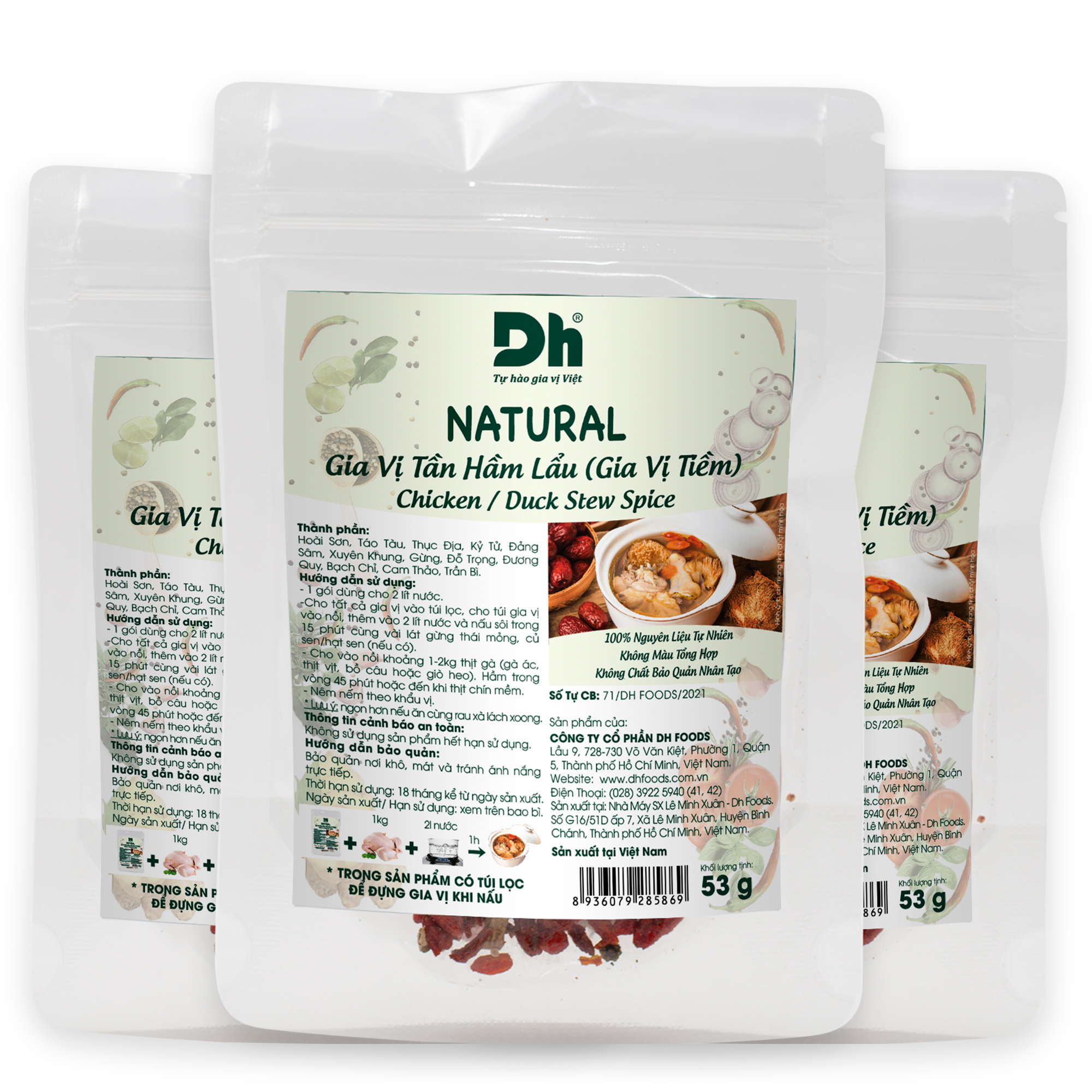 Combo 3 Natural Gia Vị Tần Hầm Lẩu  Dh Foods