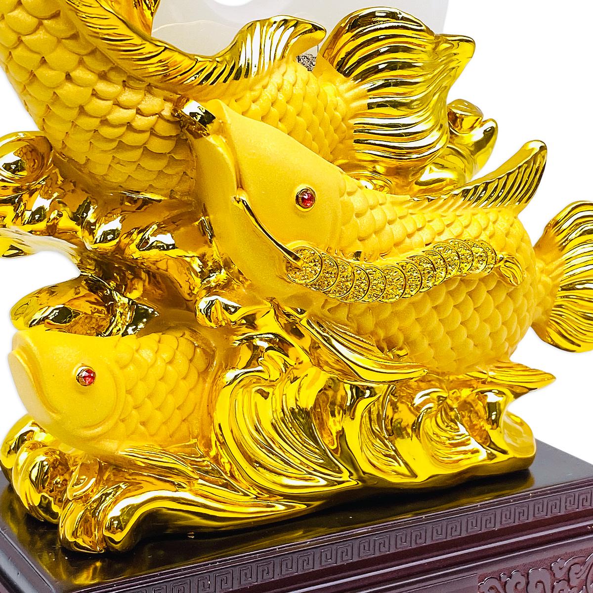 Tượng Phong Thủy Cá Rồng Vàng Kim Long Chiêu Tài - Trang Trí Tết - 25-D25103