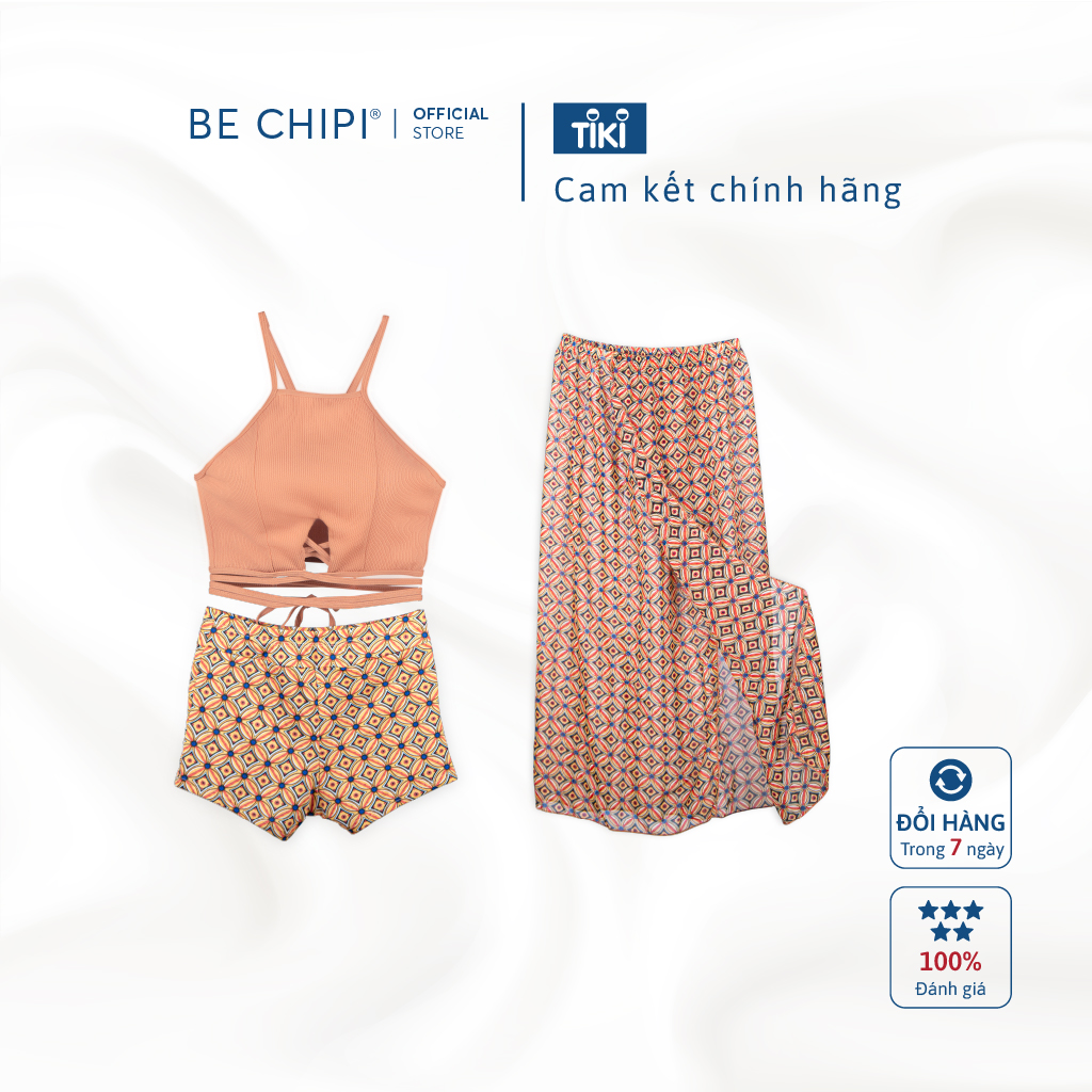 Bikini đi biển BECHIPI đồ bơi nữ hai mảnh tặng váy voan che khuyết điểm, kín đáo - DB4295