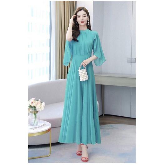 ĐẦM MAXI XẾP LI TAY CÁNH TIÊN