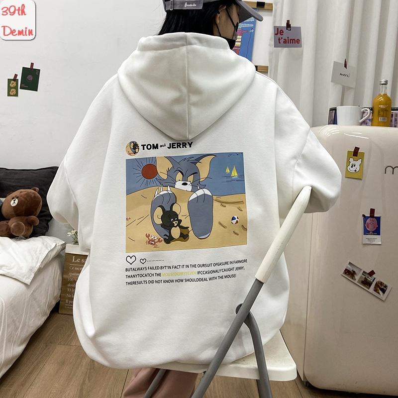 Áo Hoodie TOM & JERRY vui nhộn phong cách Hàn Quốc chất NỈ COTTON lót BÔNG unisex nam nữ