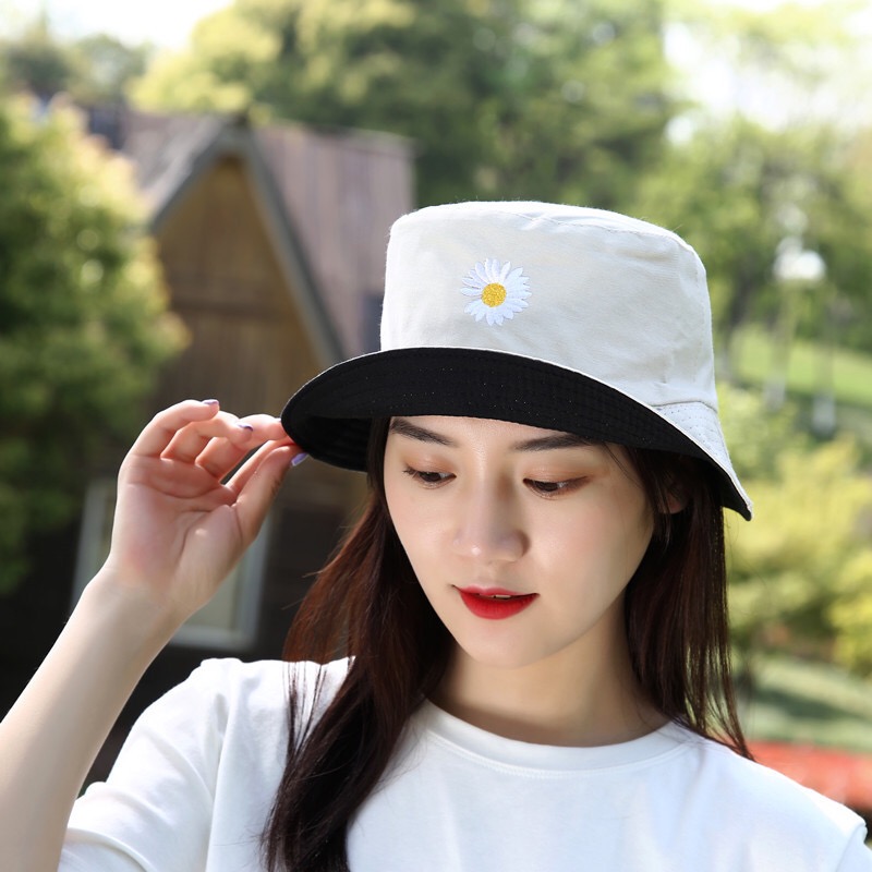 Mũ 2 mặt, Nón bucket hoa cúc đẹp, Mũ tai bèo chống nắng phong cách Hàn Quốc Siêu Hot MD07