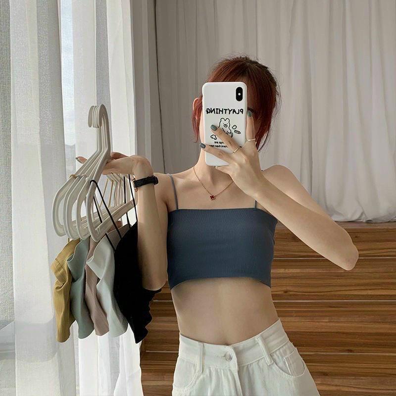 Áo bra su tăm cao cấp, Áo lót vest ngang ngực dạng ống 2 dây croptop có miếng lót ngực AB/318