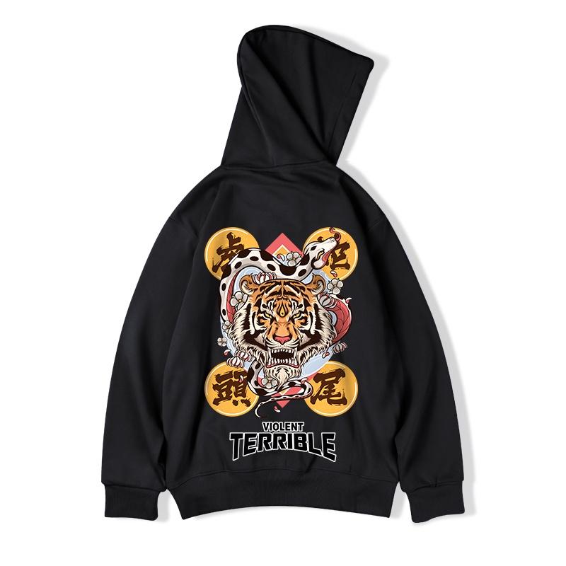 Áo Hoodie nam from rộng chất nỉ ngoại nhập in hình hổ cá tính