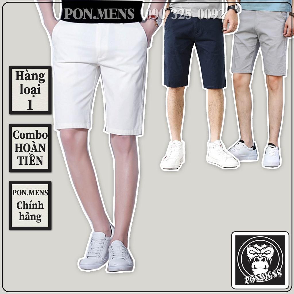 Quần short nam kaki màu đen ghi trắng hàng VNXK 01 Pon.mens