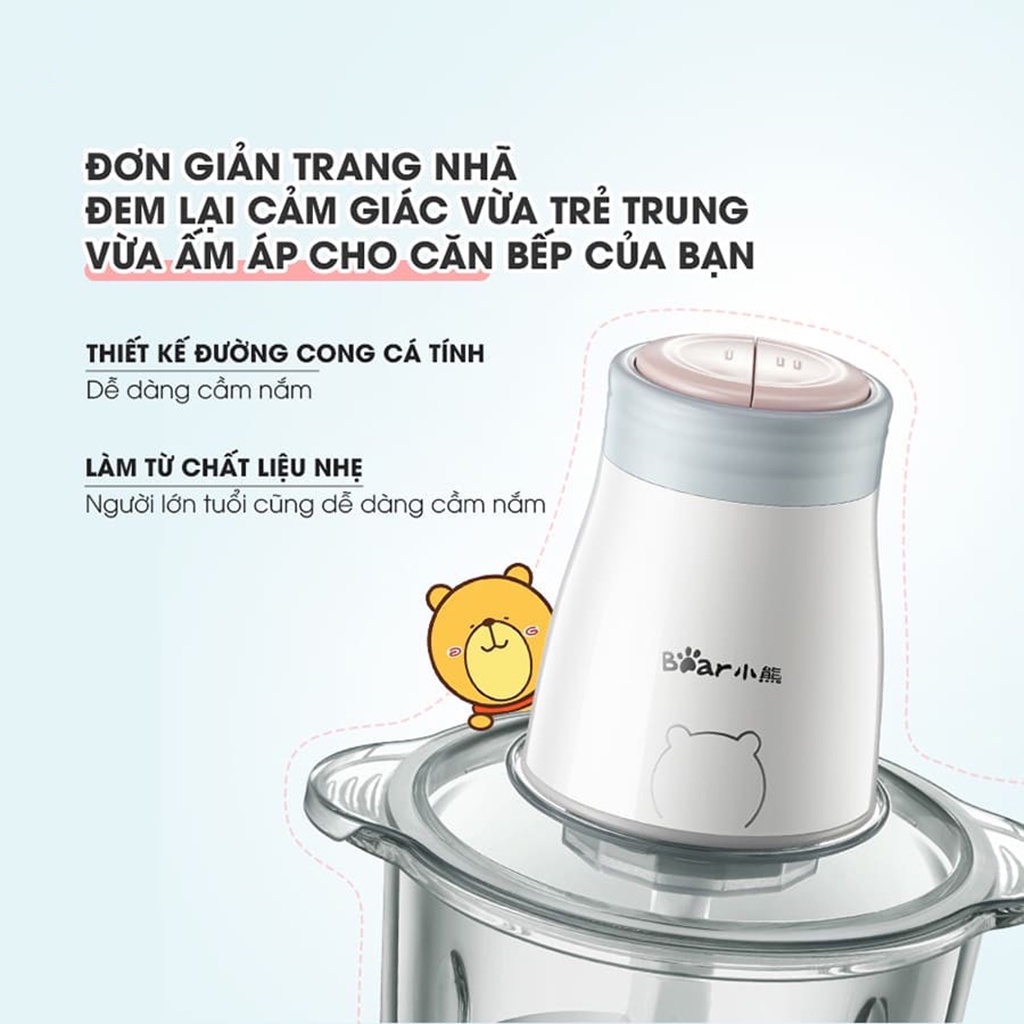 Máy Xay Thịt, Thực Phẩm Đa Năng Bear QSJ-B02Q1 Gồm 4 Lưỡi Kép 2L Xay Thịt Rau Củ Quả Tiện Lợi - Hàng Chính Hãng