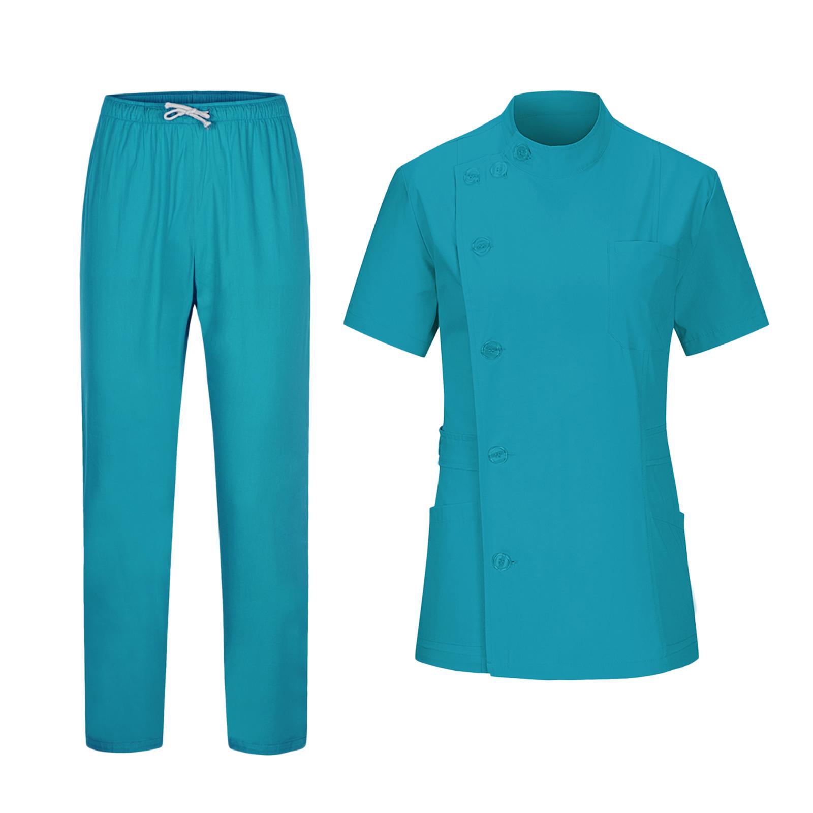 Women Scrubs Sets Top Jogger Pants Doctor Workwear Healthcare Soft Drawstring Pants Nurse Costume Nursing Uniforms for Massaging Esthetician