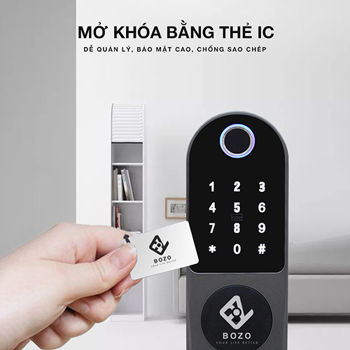 Khóa vân tay wifi thẻ từ Bozo B221