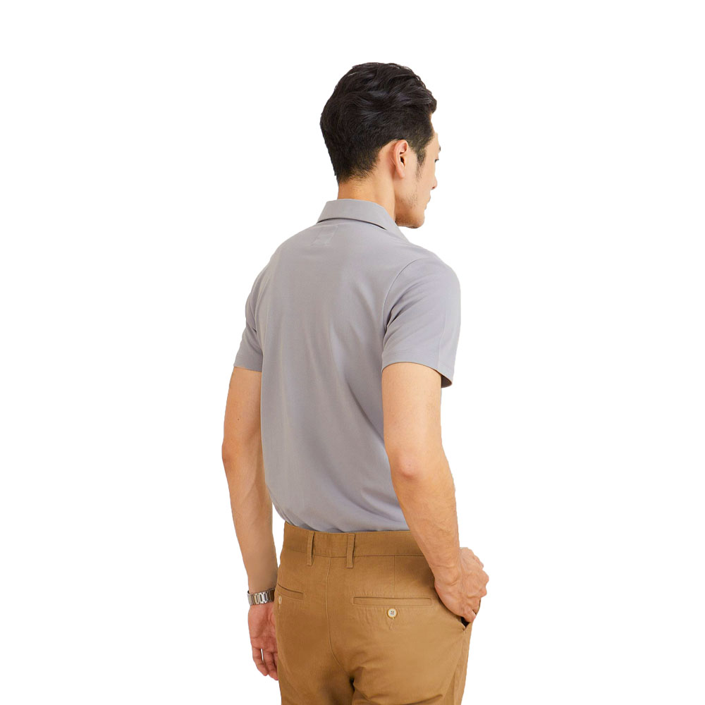 N&amp;M CLUB Áo Polo Nam Tay Ngắn Cổ Sơ Mi dấu nút chất liệu sợi Cafe xám nhạt 2103054