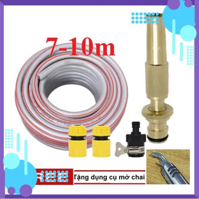 ️ Bộ dây vòi xịt nước rửa xe, tưới cây , tăng áp 3 lần, loại 7m, 10m 206587 cút sập,nối đen + mở chai