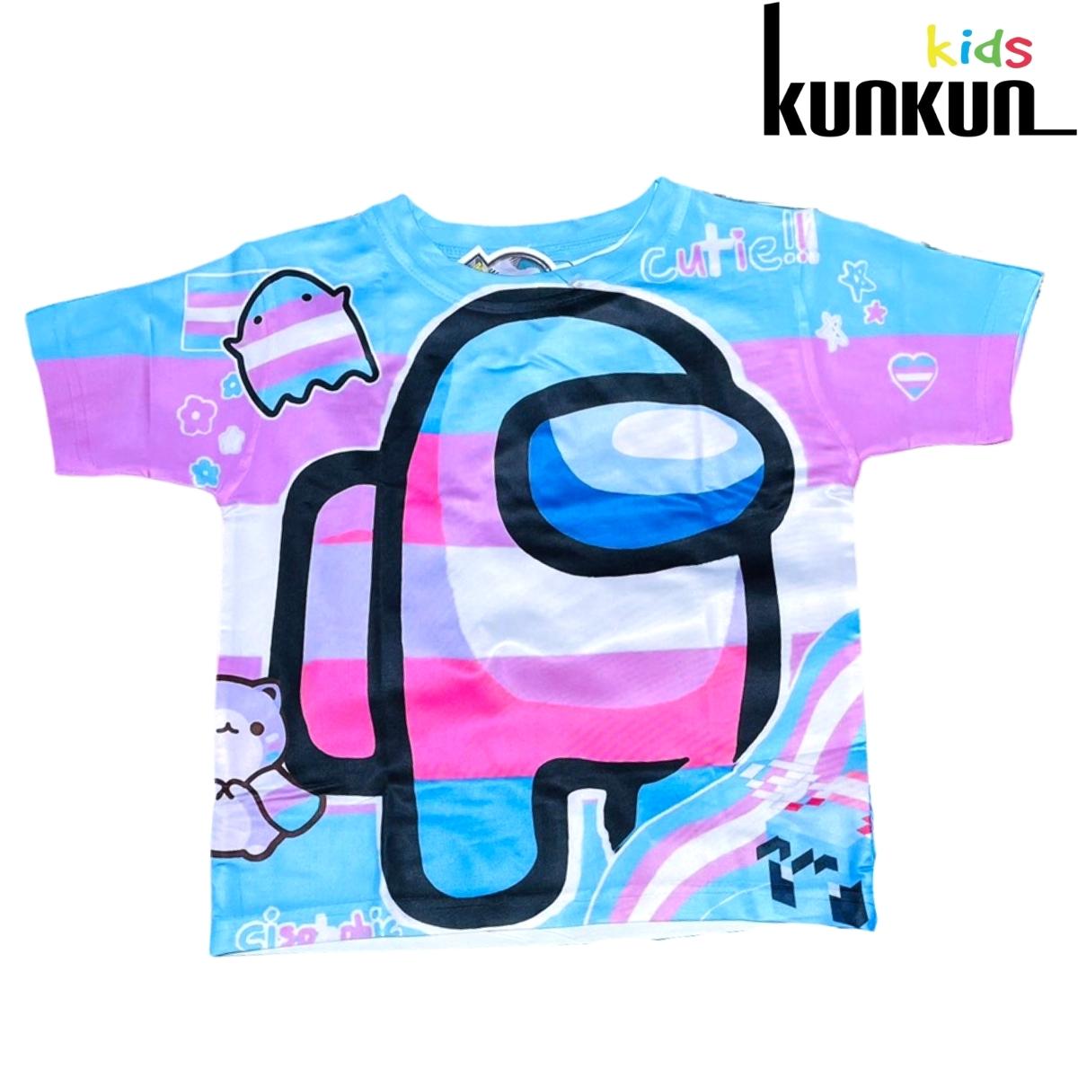 Quần áo bé gái thun lạnh in 3d tay ngắn hoạt hình among us Kunkun Kid TP498